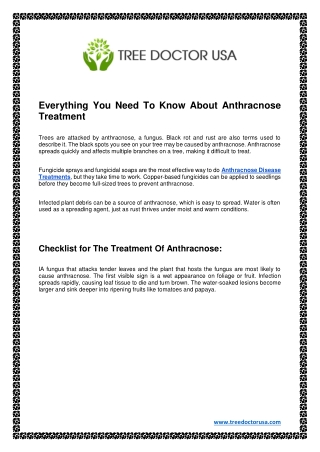 Anthracnose Disease Treatment