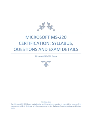 Microsoft MS-220 Certification: Syllabus, Questions and Exam Details