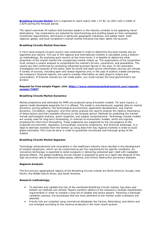 Breathing Circuits Market Growth & Trend Analysis Report by 2021 - 2027