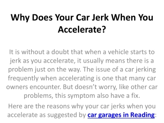 Why Does Your Car Jerk When You Accelerate?