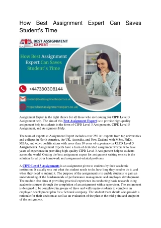 How Best Assignment Expert Can Saves Student’s Time