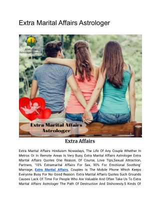 Extra Marital Affairs Astrologer