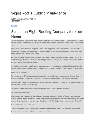 Seggie Roof & Building Maintenance