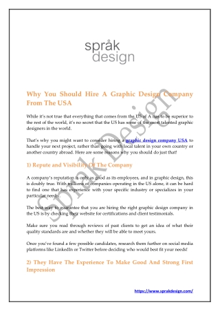 Why You Should Hire A Graphic Design Company From The USA