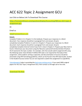 ACC 622 Topic 2 Assignment GCU