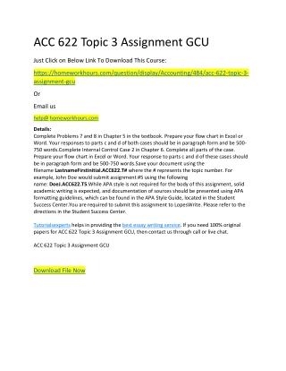 ACC 622 Topic 3 Assignment GCU