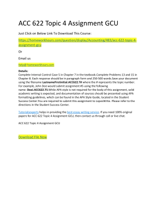 ACC 622 Topic 4 Assignment GCU