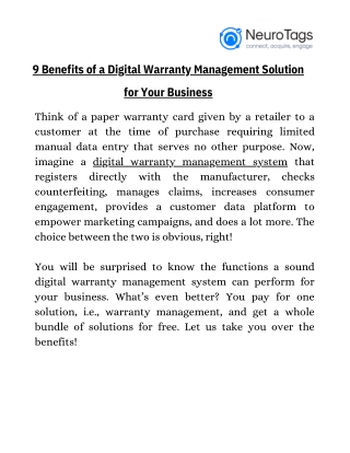 9 Benefits of a Digital Warranty Management Solution for Your Business
