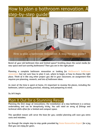 How to plan a bathroom renovation1
