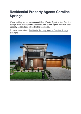 Residential Property Agents Caroline Springs
