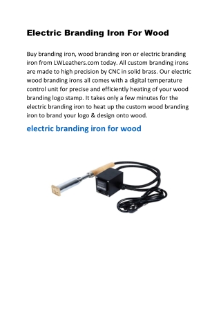 Electric Branding Iron For Wood