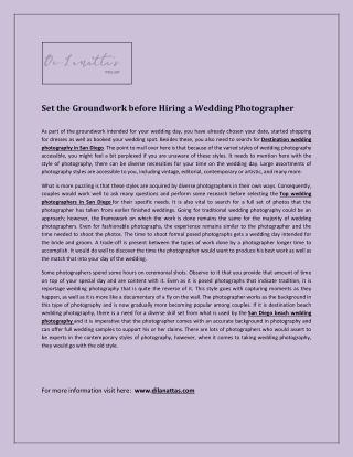 Set the Groundwork before Hiring a Wedding Photographer