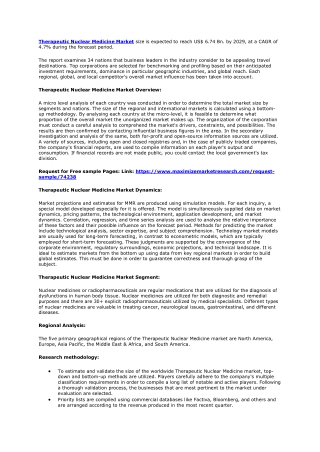 Therapeutic Nuclear Medicine Market Developments and Forecast 2029