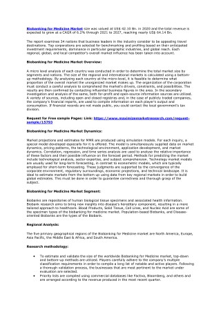 Biobanking for Medicine Market Size, Status, Top Players, Trends 2027