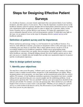 Steps for Designing Effective Patient Surveys