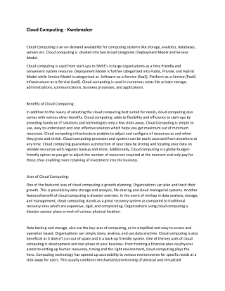 Cloud Computing - Kwebmaker
