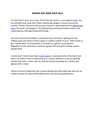 BOXING DAY WINE RACK SALE