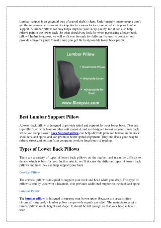 How Can I Support My Lower Back With a Lumbar Pillow?