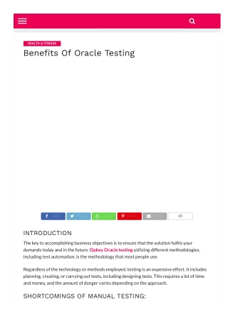 Benefits Of Oracle Testing