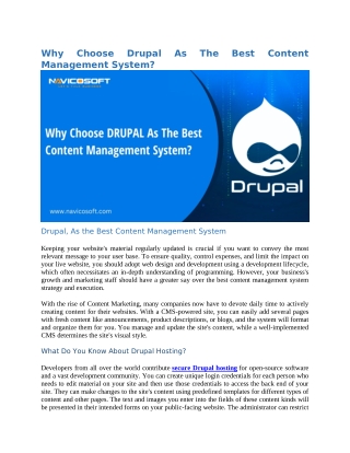 Why Choose Drupal As The Best Content Management System?
