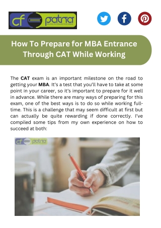 How To Prepare for MBA Entrance Through CAT While Working