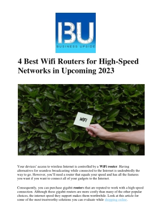 BU India - 4 Best Wifi Routers for High-Speed Networks in Upcoming 2023