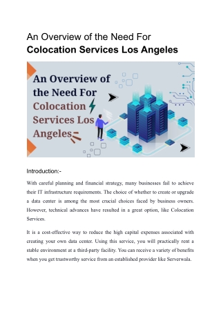 An Overview of the Need For Colocation Services in Los Angeles