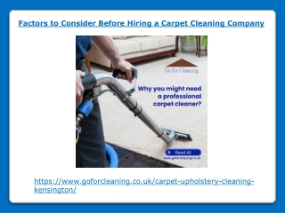 Factors to Consider Before Hiring a Carpet Cleaning Company