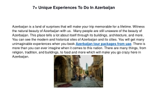 7  Unique Experiences To Do In Azerbaijan