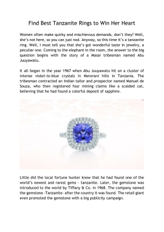 Find Best Tanzanite Rings to Win Her Heart