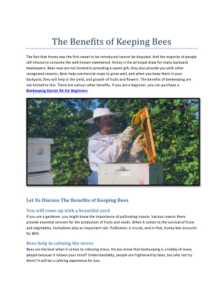 The Benefits of Keeping Bees | HoneyBee School And Supply