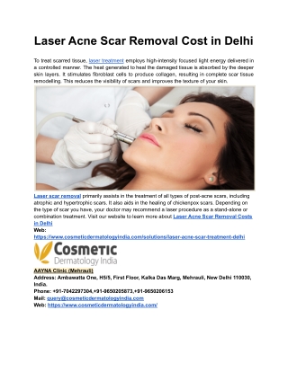 Laser Acne Scar Removal Cost in Delhi