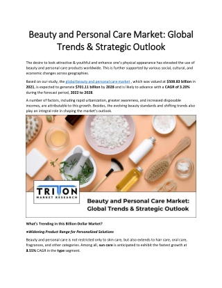 Beauty and Personal Care Market: Global Trends & Strategic Outlook