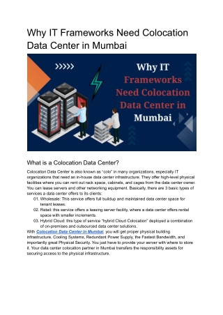 Why IT Frameworks Need Colocation Data Center in Mumbai