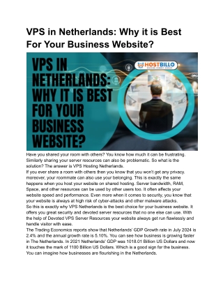 VPS in Netherlands; Why it is Best For Your Business Website