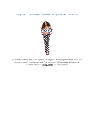 Long Suit Jacket Women’s Desired | eVogued Latest Collection