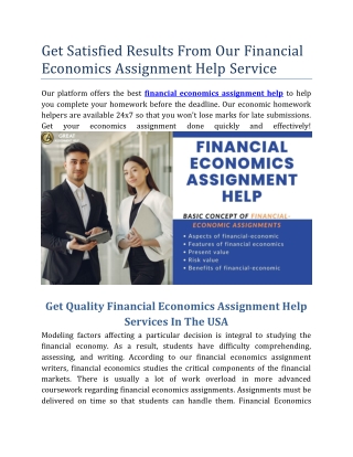 Get Satisfied Results From Our Financial Economics Assignment Help Service