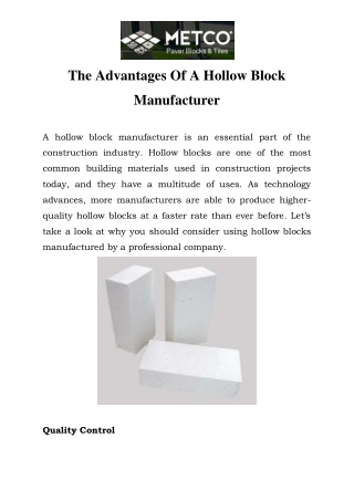 Hollow Blocks Manufacturer in Mumbai Call-9821604604