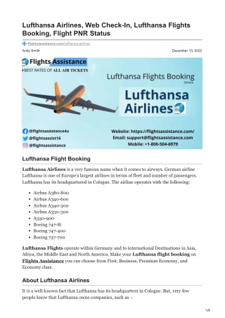 Lufthansa Airlines, Web Check-In, Lufthansa Flights Booking, Flight PNR Status