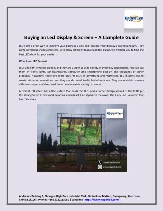 Buying An Led Display & Screen – A Complete Guide