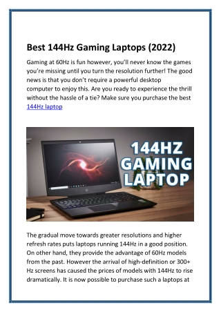 Best 144Hz Gaming Laptops