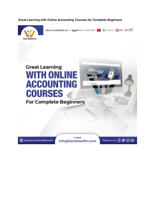 Learning with Online Accounting Courses for Complete Beginners | Academy Tax4wea