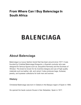 From Where Can I Buy Balenciaga In South Africa