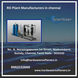 RO Plant Manufacturers in chennai