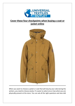 Cover these four checkpoints when buying a coat or jacket online