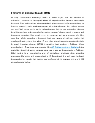 Features of Connect Cloud HRMS