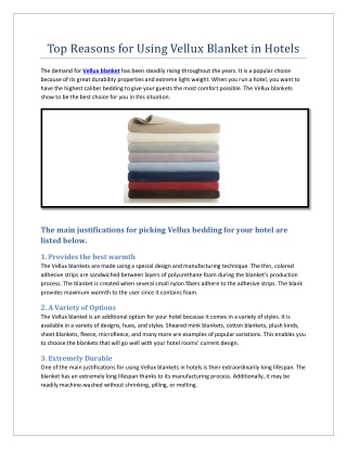 Top Reasons for Using Vellux Blanket in Hotels