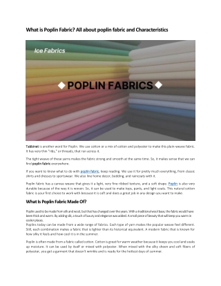 What is Poplin Fabric? All about poplin fabric and Characteristics