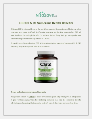 CBD Oil & Its Numerous Health Benefits