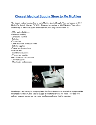 Closest Medical Supply Store to Me McAllen